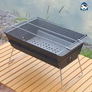 석도리 갑도리 휴대용 캠핑 바베큐 접이식 다리 스틸 블랙 사각화로 그릴