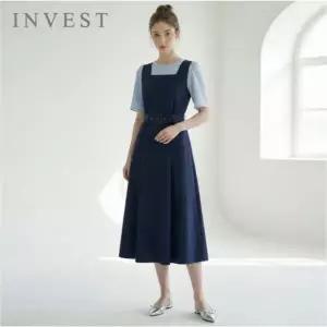 [인베스트] 스퀘어 넥 슬리브리스 원피스+벨트 세트_IN6S1OP3121