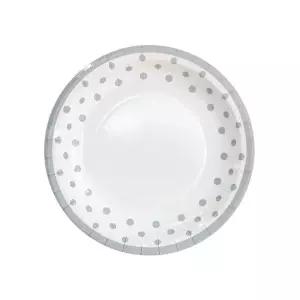 7in 도트라인접시(실버)/소품/1회용/칼라/축제/홈파티/행사/파티용/색깔/대형/생일이벤트/소형/칼라일회용