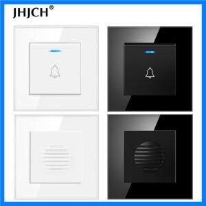 유형 86 임베디드 110V/220V 유선 호텔 초인종 LED 표시기가 있는 집 초인종 스위치 벽 버튼 강화 크리스탈