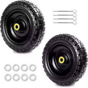 LTNICER 장착 고릴라 카트 바퀴 10인치 평평한 교체용 없음 핸드 트럭 가든 카트-5/8 액슬 보어 홀 2.1인치