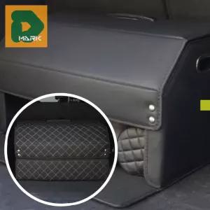 깔끔한 트렁크정리함 2단 인테리어 수납함 대용량 접이식 차량용 박스 짐 정리 가죽 심플 블랙 튼튼한 보관