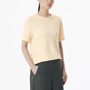 JAJU (이월)여 리넨 반팔 티셔츠_옐로우 J114201101 650316