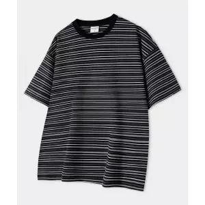 LEMAIN SECOND 잔 스트라이프 오버핏 반팔 티셔츠 [블랙] LMTS13 3099685