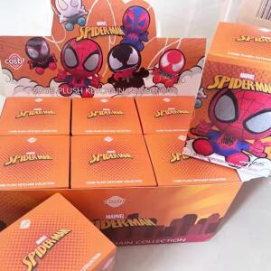 스파이더맨 시리즈 블라인드 박스 코스비 플러시 애니메이션 피규어 백팩 펜던트 장식품 서프라이즈 선물