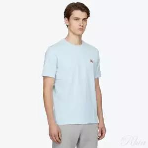 [메종키츠네] 폭스헤드 패치 남성 반팔티셔츠 시러스 블루 152631061
