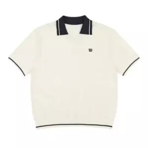 반팔티 LQC W233001TPS81-OWH 남성 브이넥 니트 반팔 폴로