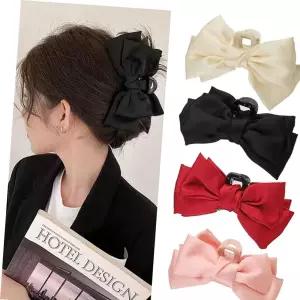 예쁜핀 여성 올림머리 새틴 실크 소재 왕사이즈 리본 집게핀