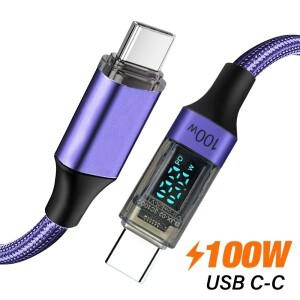 PD 100W USB 타입 C to 케이블 휴대폰 폰 노트북 데이터 충전 고속 LED 디스플레이 코드 0.5M/1M/2M 와이어