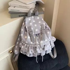 도트 프릴 캉캉 백팩 플랩 배낭 밸트 패브릭 여성