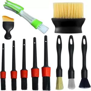 11 자동차 실내 디테일 브러시 세트 공기 통풍구용 소프트 클리닝 대시보드 가죽 휠 에어컨 콘센트