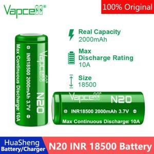 100%  Vapcell INR 18500 배터리 손전등 카메라 완구용 리튬 이온 충전식 2000mAh CDR10A 3.7V N20