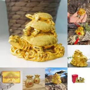 황금 등위 3마리 거북이 주방/풍수/인테리어/거실/돈들어오는/장수/이사/개업/오픈/선물/장식품/오브제