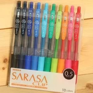 클립 중성펜 제브라 수입볼펜 사라사 문구반점 10색세트 0.5mm [f98F08E]
