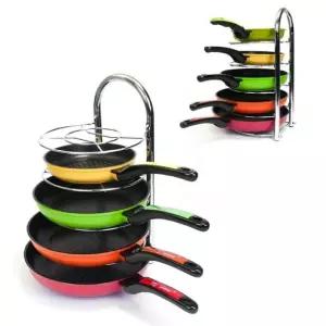 크롬 후라이팬 정리대 5단/냄비정리/개별보관/수납대/하부장/보관/디자인/싱크대/거치대/정리선반/공간활용