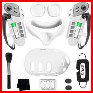 Oculus/Meta Quest 3/3s/2용 VR 액세서리 실리콘 9 in 1 커버 키트, 헤드셋 쉘, 페이스 컨트롤러 그립 아이