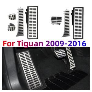 폭스 바겐 Tiguan 2009-2016 AT MT 가스 브레이크 페달 커버 레스트 패드 스테인레스 스틸 액세서리 용 LHD
