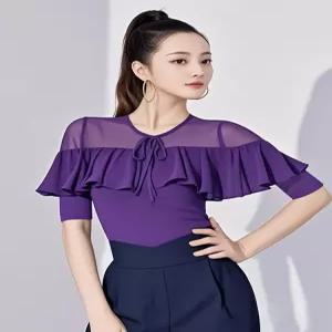 왈츠댄스복 방송 여성댄스옷 사교 모던 라틴 라인 댄스상의