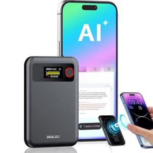 [미국배송] 요약본 전사 기능이 있는 AI 음성 녹음기: 앱 제어 기능이 있는 메모 음성 녹음기 30시간 연속 녹음 64GB 메모리 지원 100개 이상 언어 통화 강연 회의용 AI 녹음기