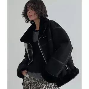 매장정품 더그린랩 THE GREEN LAB FAUX 퍼 하이넥 무스탕 쟈켓 밍크블랙 GA4-WJK-03-N 136762