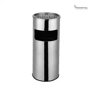 스테인리스 원형 쓰레기통 중형 재떨이 겸용 야외용 실내용 사무실 현관 로비