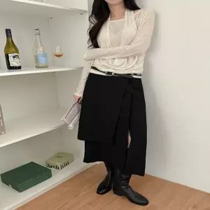 [제작] 헤이스티 뒷밴딩 랩 롱 스커트 86503 빅사이즈 여성의류