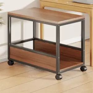 컴퓨터 본체 받침대 바퀴 이동식 거치대 보관랙 디용도 수납 트레이 선반 원목 트롤리