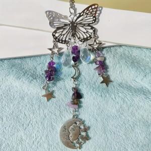 나비 크리스탈 선캐쳐 - 천연석으로 만든 무지개 만들기, 창문, 정원 및 거실용 수제 장식품