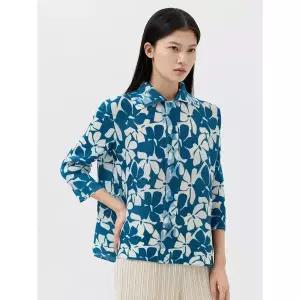 [플리츠미][최초가 219000원] 플라워 프린트 숏 플리츠 재킷_PPJKM026002