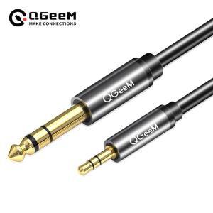 QGeeM 3.5mm ~ 6.35mm 어댑터 믹서 앰프 용 Aux 케이블 CD 플레이어 스피커 금도금 잭 6.5 남성 오디오