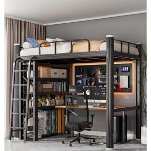 철제 2층 벙커침대 프레임 테이블 A형 지지판/사다리 이층 900x2000 성인