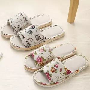 일러스트 린넨 거실화 슬리퍼 린넨 실내화 여름마 남성