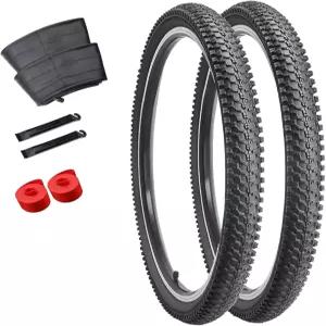 산악 자전거 MTB 오프로드 자전거용 2팩 26인치 타이어 x 1.95인치 접이식 교체용 슈레이더 밸브 튜브 레버