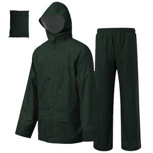 RIZZON 남성용 여성용 레인 야외 초록색 재킷 바지 농장 오토바이용 수트 방수 XXL 경량 기어 낚시