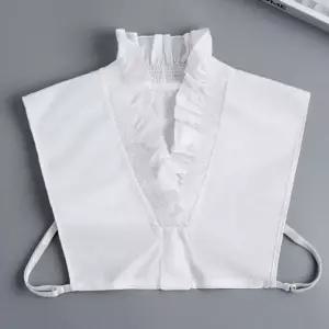 브이넥 러플 포인트 페이크 카라 레이어드 카라