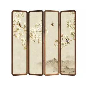 접이식 병풍 인테리어 자수 민화 매화 제품 파티션
