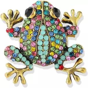 빈티지 크리스탈 개구리 브로치 다색 라인스톤 귀여운 금속 컬러 다이아몬드 동물 녹색 의류 가방 모자