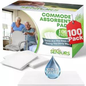 침대 옆 변기용 흡수성 패드 - 휴대용 변기 주머니용 100개 더러운 일은 이제 그만 라이너 배변 주머니