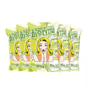 미스사사 슈퍼쿨링 파우더시트 레몬그라스 15매 x 5 겨드랑이 땀제거 땀냄새 데오드란트티슈