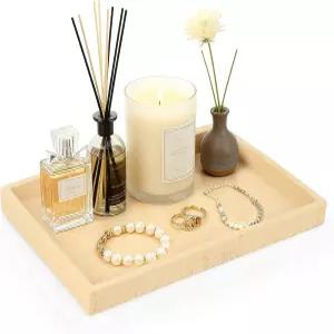 인조 트래버틴 트레이 욕실 카운터용 12 x8 향수 베니티 홈 오거나이저 향수용 장식용 대리석 보석 양초