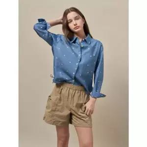 [올리비아로렌] 플라워 자수 데님 블라우스 VVCNL5M3161[35767480]