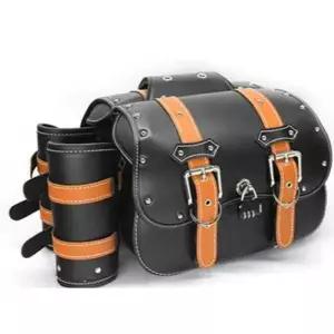 오토바이 클래식 사이드백 캔버스백 방수 가죽 라이더