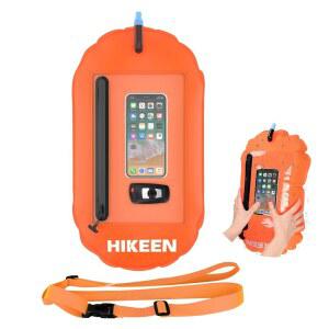 하이켄 수영 부표 - 방수 터치스크린 수납 공간, 안전 플로트, 오픈 워터 선수 및 트라이애슬레이터를 위한 조절 가능한 허리 벨트 밝고, 안전하며, 눈에 띄세요