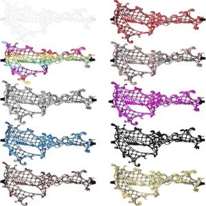 JOVITEC 여성용 다색 가면극 10개 레이스 베네치아 가면 할로윈 카니발 마리 잔디 코스튬 파티