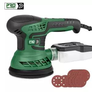 전동 샌딩기 원형 PROSTORMER 전기 기계 7 단 변속기 125mm 샌딩 패드 집진기 21 개 사포 세트 400W