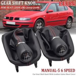 MT 5/6 스피드 자동차 기어 시프트 노브 레버, 시트 레온 1M1 2002 2003 2004 2005 2006, 방진 커버 포함,