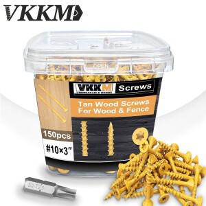 VKKM 데크 나사 2-1/2인치 ~ 3인치 목재  10 x 3인치 PCS 녹 방지 황갈색 코팅 T25 비트 포함