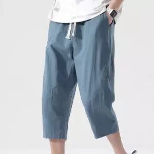 배기 바지 여름 캐주얼 밴딩 린넨 팬츠 7부 남성