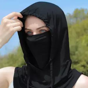 여름 넥가드 일체형 스포츠 마스크 쿨링 후드 넥가드 냉감 남성 드로우스트링 귀걸이형 자외선 가리개 차단