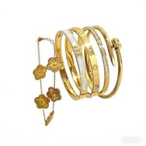 플로리버 5pcs 18K 금도금 커프 팔찌 세트 여성 무타란 스테인리스 스틸 고급